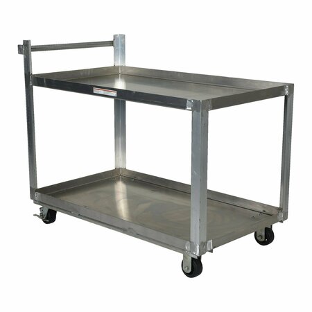 VESTIL Aluminum Service Cart, 2 Shelves, 28x48, Aluminum, 2 Shelves, 660 lb SCA2-2848